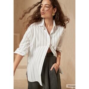 Banana Republic Oversized Stripe Button Down Poplin Womens